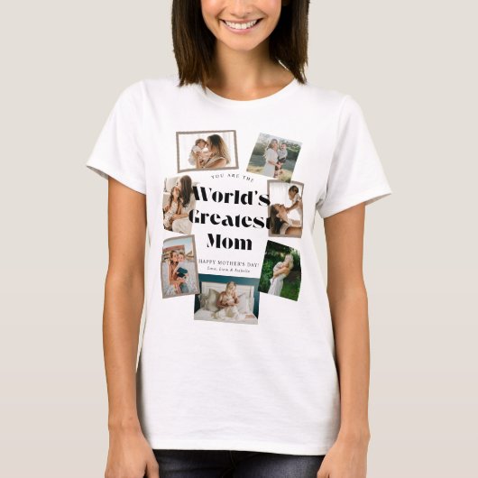 世界で一番のママ7枚フォトコラージュ Tシャツ (正面)