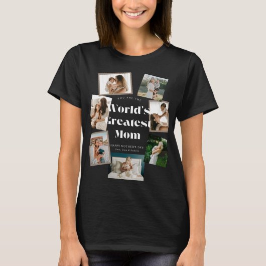 世界で一番のママ7枚フォトコラージュ Tシャツ (正面)