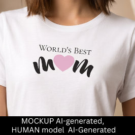 世界で一番のママ かわいいハート エレガント 実用的 ホワイト Tシャツ