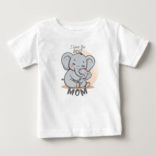 世界で一番のママ - かわいい象のTシャツ ベビーTシャツ (正面)