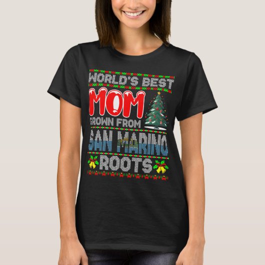 世界で一番のママ サンマリノ育ち クリスマスギフト Tシャツ (正面)