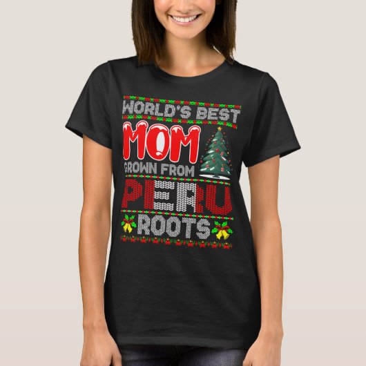 世界で一番のママ ペルー生まれのクリスマスギフト Tシャツ (正面)