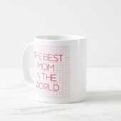 世界で一番のママ 赤いハートのタイポグラフィ コーヒーマグカップ (正面左)