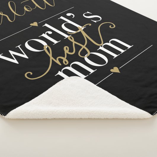 世界で一番のママ 黒と金 パーソナライズ シェルパブランケット (3/4)
