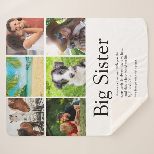 世界で一番の姉 6枚の写真コラージュ 現代風 シェルパブランケット (正面(横))