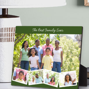 世界で一番の家族 - オーダーメイド フォト コラージュ 緑 フォトプラーク