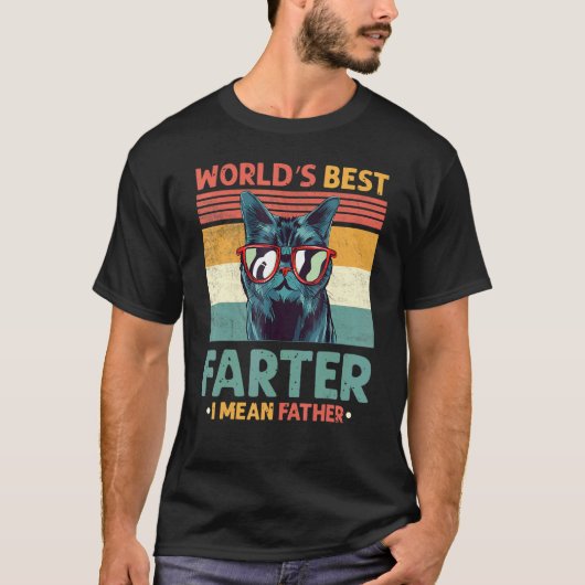 世界で一番の屁親父(お父さん) Tシャツ 最高の猫 (正面)