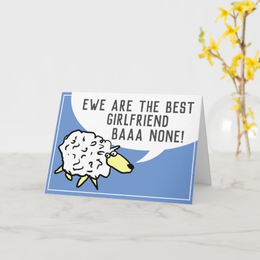 世界で一番の彼女 - 羊のダジャレ カード (黄色い花)