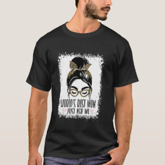 世界で一番の母って聞いてくれ?ヒョウ柄おだんごママ Tシャツ