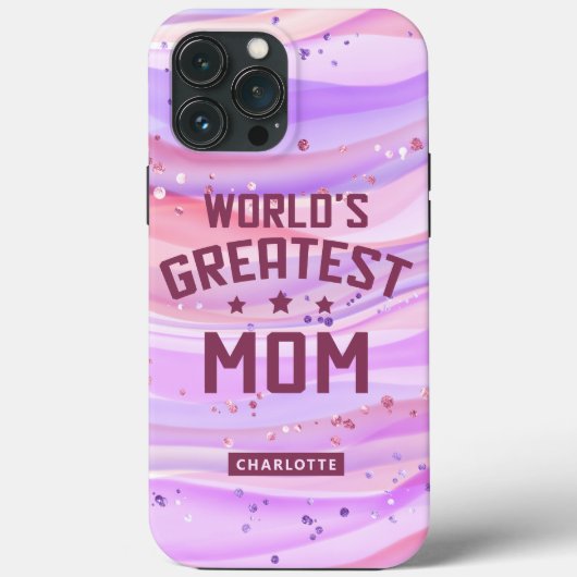 世界で一番の母の日パープルラメ Case-Mate iPhoneケース (裏面)