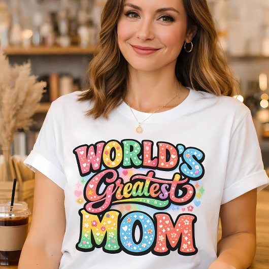 世界で一番の母 レトロ フラワー タイポグラフィ Tシャツ
