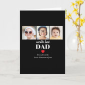 世界で一番の父さん大好き3人の子供の写真+名前 カード (黄色い花)