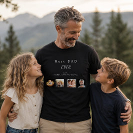 世界で一番の父さん オリジナル家族フォトコラージュ ブラック Tシャツ