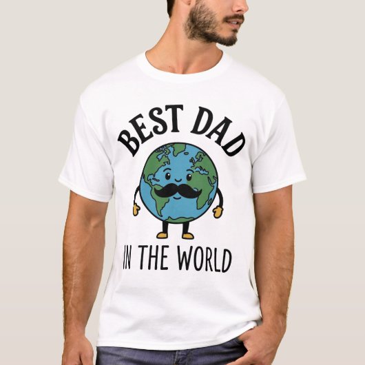 世界で一番の父さん Earth Mustache Tシャツ デザイン (正面)