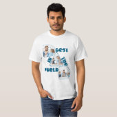 世界で一番の父,3枚のフォトコラージュ,ダークシアン Tシャツ (正面フル)