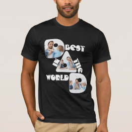 世界で一番の父 3枚のフォトコラージュ ダーク用 Tシャツ