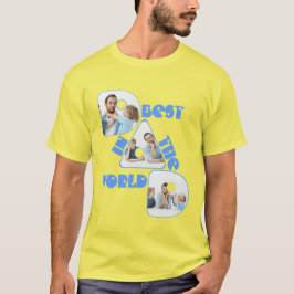 世界で一番の父, 3枚のフォトコラージュ, 青いフォント Tシャツ