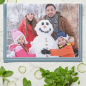世界で一番の父 3枚の写真 クリスマス ブルー キッチンタオル (折り畳み)
