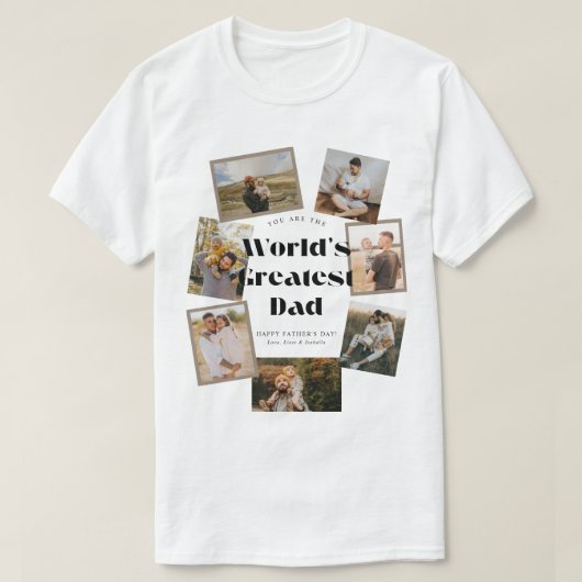 世界で一番の父 7枚フォトコラージュ Tシャツ (デザイン正面)