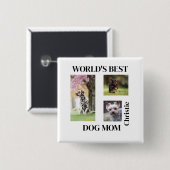 世界で一番の犬のママ 名前入りギフト 缶バッジ (正面&裏面)