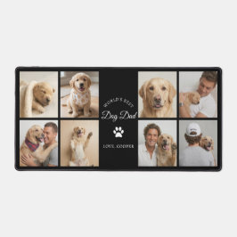 世界で一番の犬の父さん オリジナル 写真コラージュ ブラック デスクマット