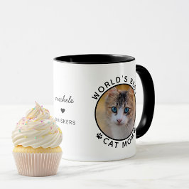 世界で一番の猫のママ カスタムネーム ペット写真 マグカップ