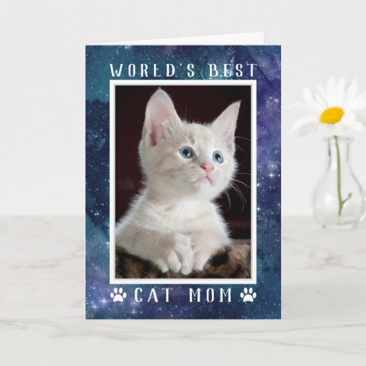 世界で一番の猫のママ フォトスペース 母の日 カード (小さな植物)