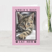 世界で一番の猫のママ 誕生日おめでとう フォト ピンク カード (正面)