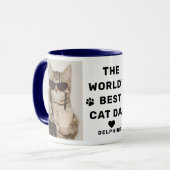 世界で一番の猫パパフォトネイビーマグ マグカップ (正面左)