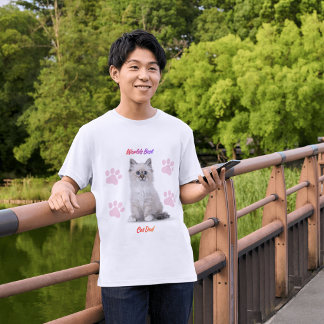 世界で一番の猫パパ エレガントでシンプルな写真 Tシャツ