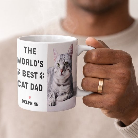世界で一番の猫パパ 写真 ブラック コーヒーマグカップ