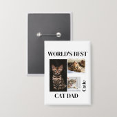 世界で一番の猫パパ 名前ギフト 缶バッジ (正面/裏面)
