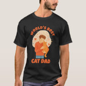 世界で一番の猫パパ 水彩カスタムフォト Tシャツ (正面)