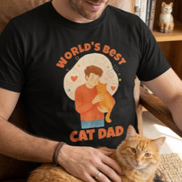 世界で一番の猫パパ 水彩カスタムフォト Tシャツ