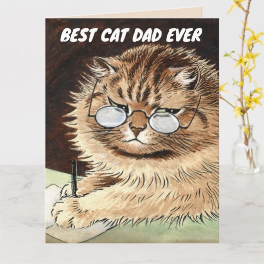 世界で一番の猫パパ 誕生日カード カード (黄色い花)