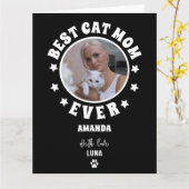 世界で一番の猫ママ オーダーメイド フォト カード (黄色い花)