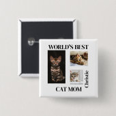 世界で一番の猫ママ 名前入りギフト 缶バッジ (正面&裏面)