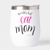 世界で一番の猫ママ Est カスタムイヤー 白 ピンク (左面)