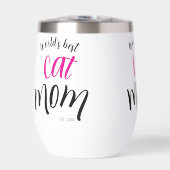 世界で一番の猫ママ Est カスタムイヤー 白 ピンク (正面)