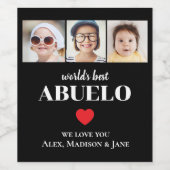 世界で一番のABUELO 愛しています 3 きょうだい 写真 名前 ワインラベル (シングルラベル)
