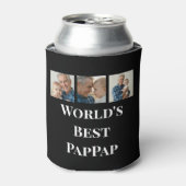 世界で一番のPapPap 白いボールドテキスト 缶クーラー (缶正面)