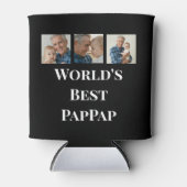 世界で一番のPapPap 白いボールドテキスト 缶クーラー (正面)