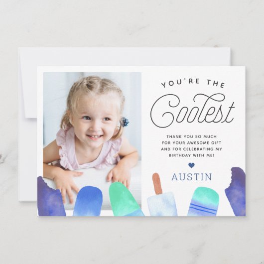 世界で一番クールな子 | かき氷 テーマ 子供 写真 サンキューカード (正面)