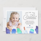 世界で一番クールな子 | ポップスカルテーマの子供写真 サンキューカード (正面)