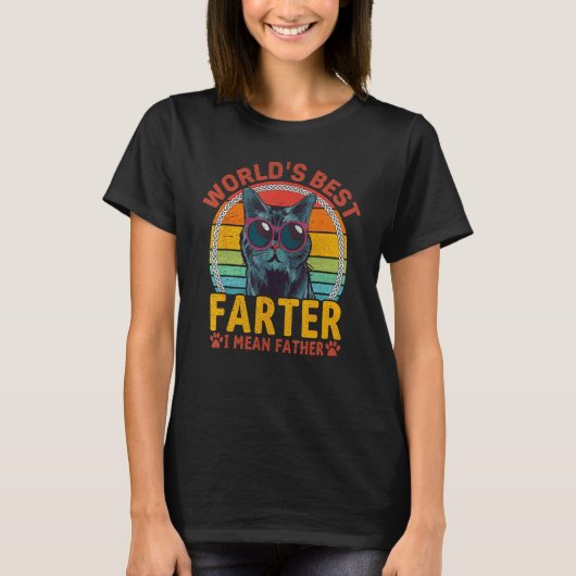 世界で一番屁をこくお父さん(いや父親)Tシャツ 最高の猫 Tシャツ (正面)