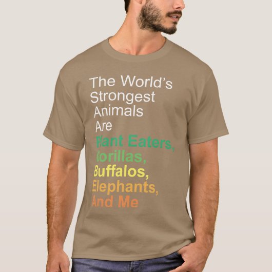 世界で一番強い動物は植物を食べるのが好き 面白い Tシャツ (正面)