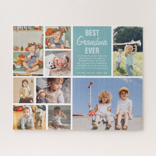 世界で一番素敵なおばあちゃん | カラー ブロック フォト コラージュ ジグソーパズル (横)