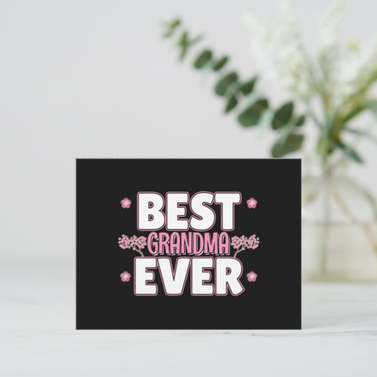 世界で一番素敵なおばあちゃん - ピンクの桜 ポストカード (スタンド正面)