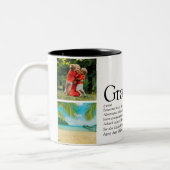 世界で一番素敵なおばあちゃん、祖母の定義4枚の写真コラージュ ツートーンマグカップ (左)