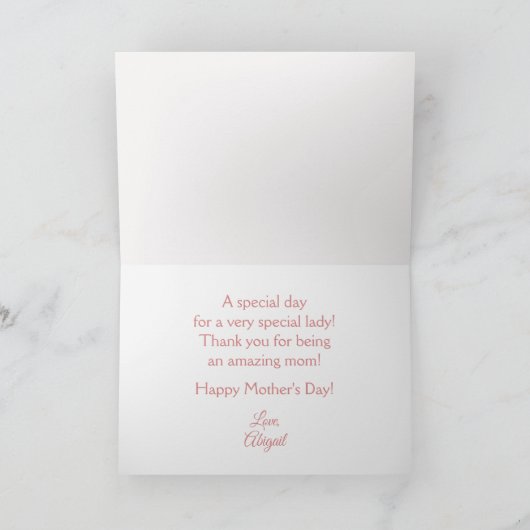 世界で一番素敵なお母さんへの写真とメッセージのカスタムギフト シーズンカード (内部)